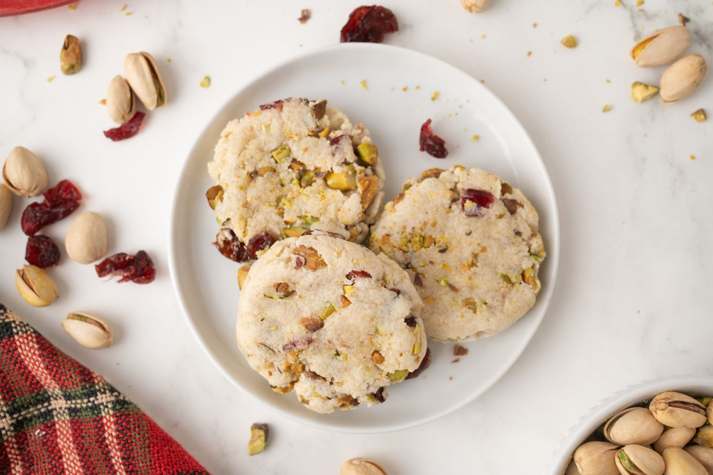 Cranberry Pistachio Shortbread Cookies