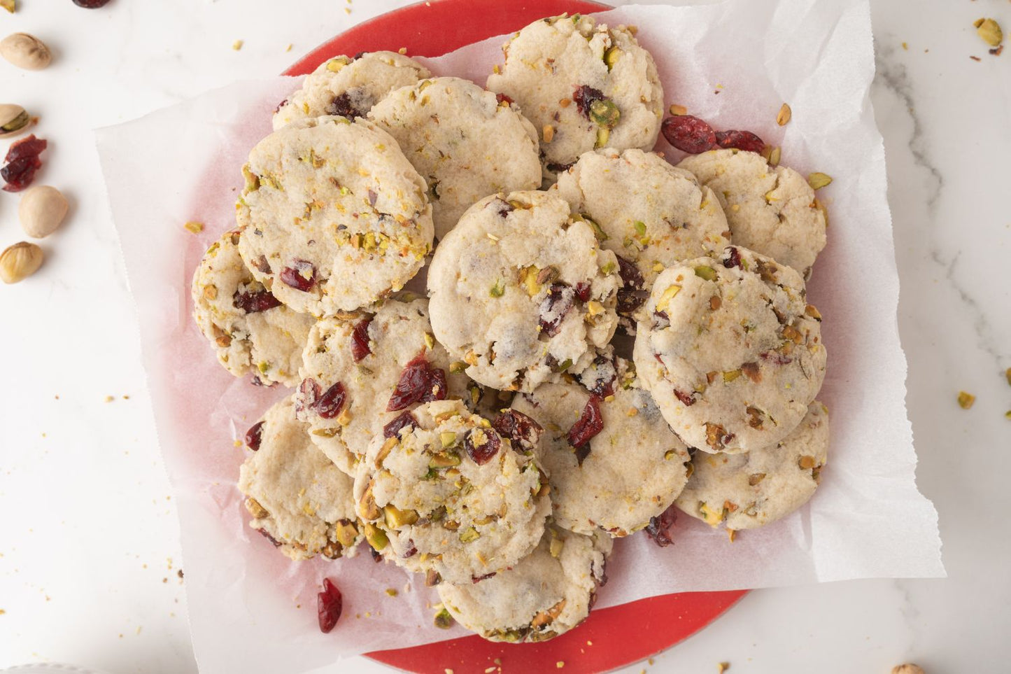 Cranberry Pistachio Shortbread Cookies