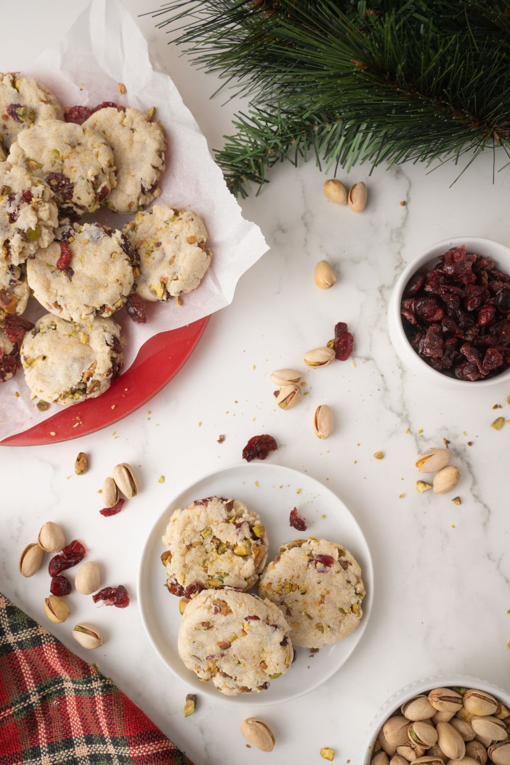 Cranberry Pistachio Shortbread Cookies