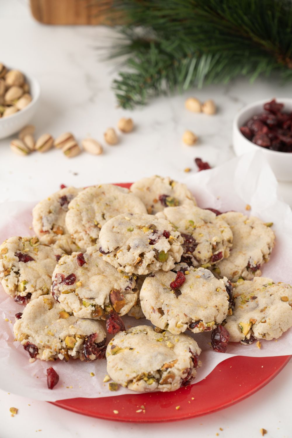 Cranberry Pistachio Shortbread Cookies