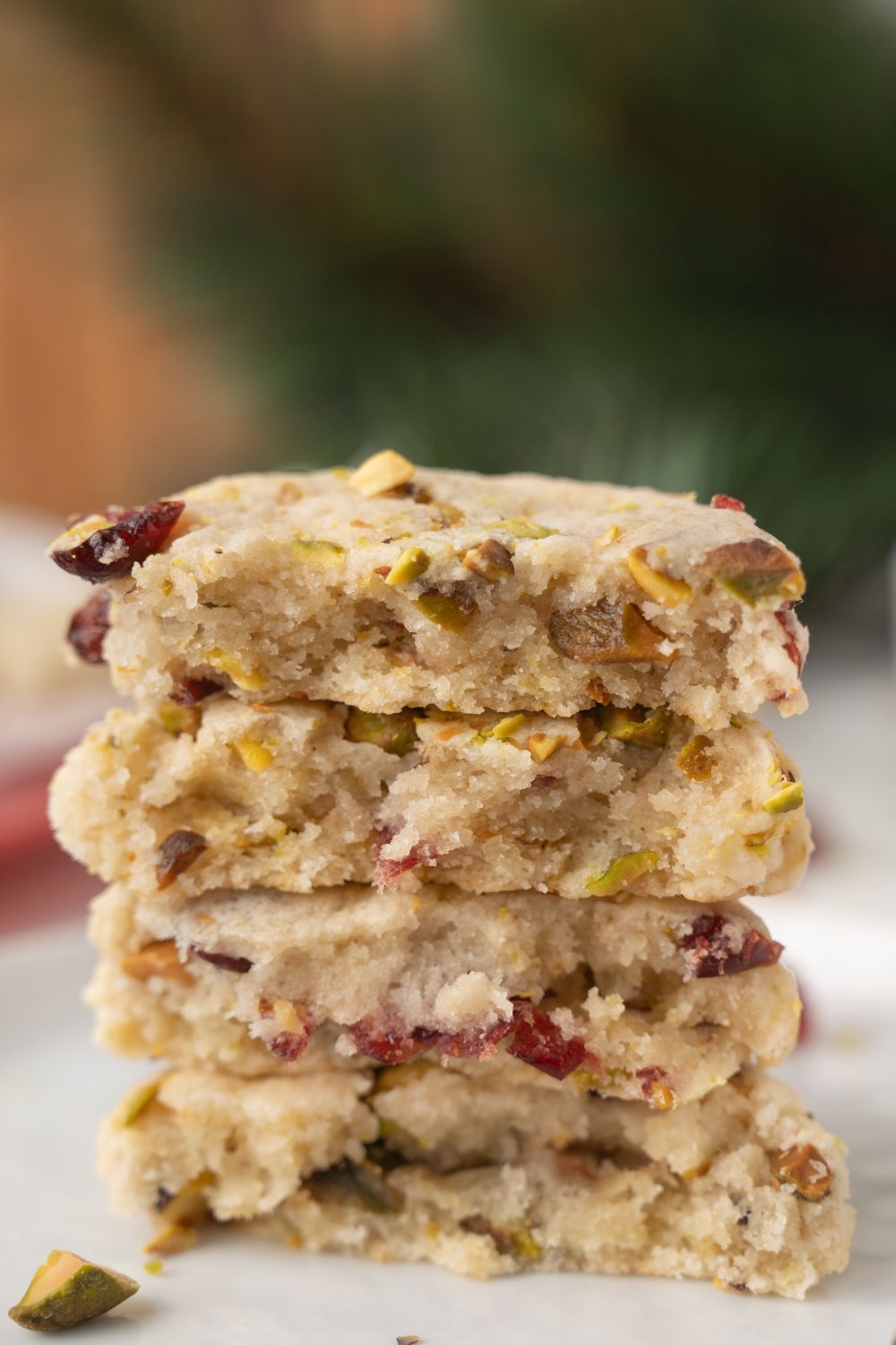 Cranberry Pistachio Shortbread Cookies