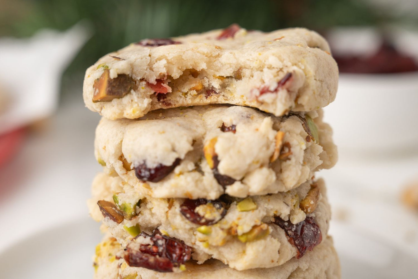 Cranberry Pistachio Shortbread Cookies