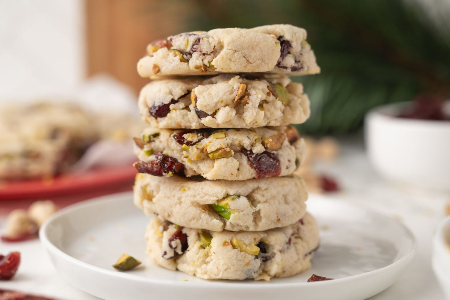 Cranberry Pistachio Shortbread Cookies