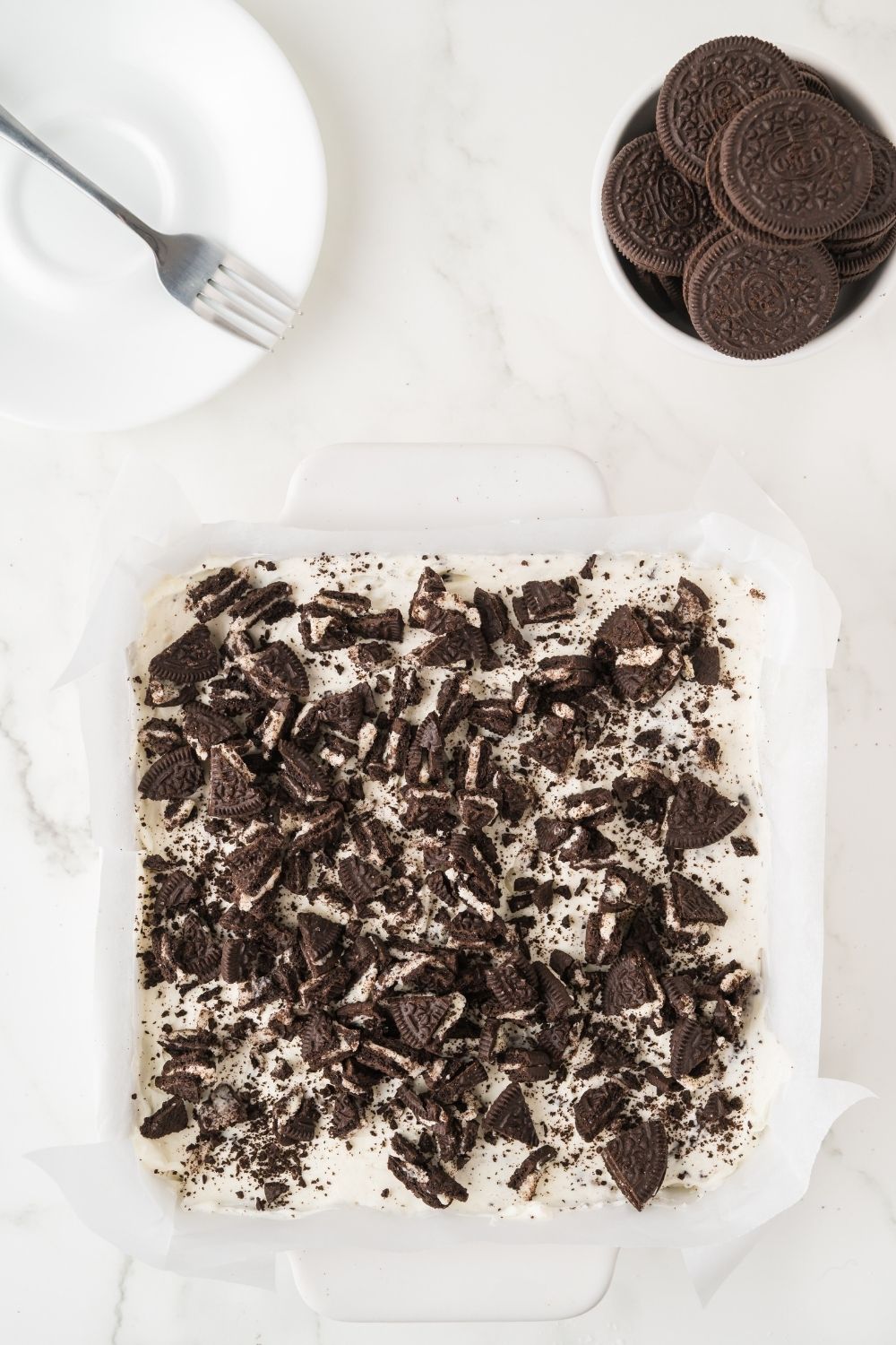Oreo No Bake Cheesecake Bars
