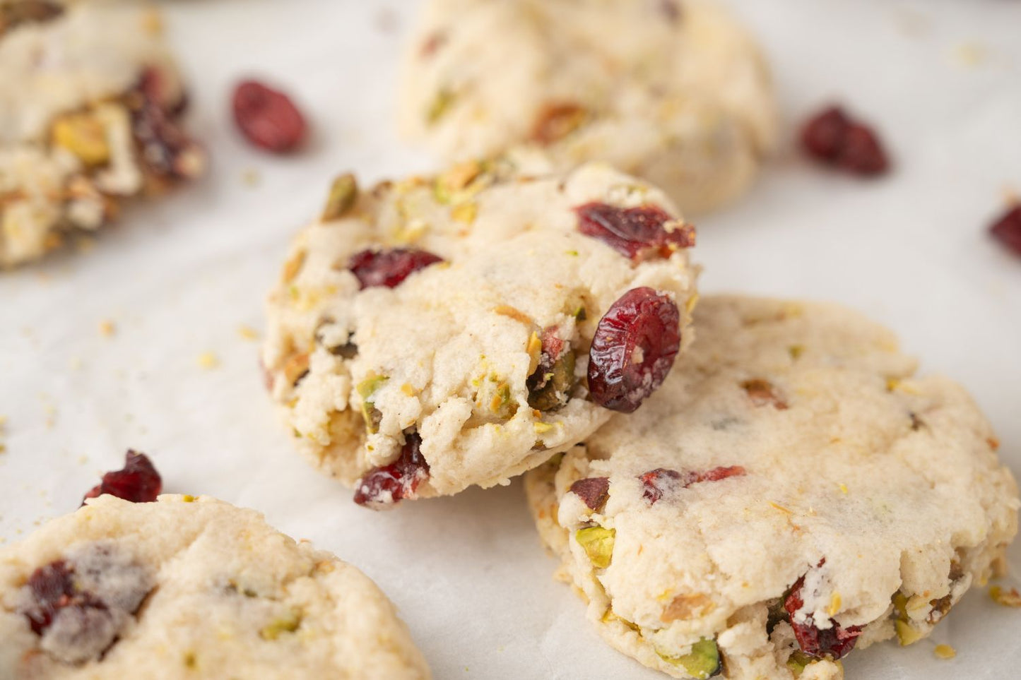 Cranberry Pistachio Shortbread Cookies