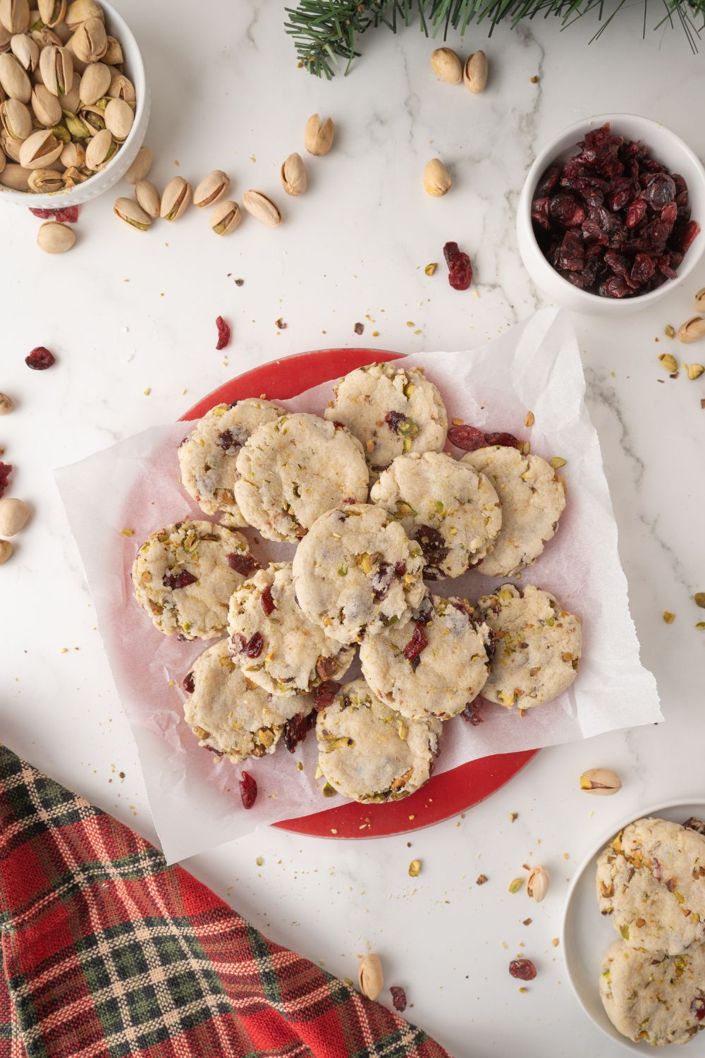 Cranberry Pistachio Shortbread Cookies