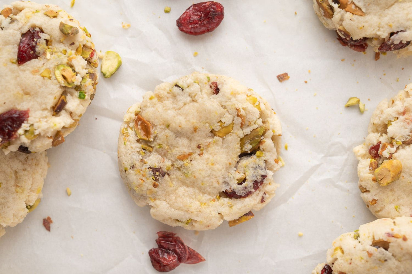 Cranberry Pistachio Shortbread Cookies