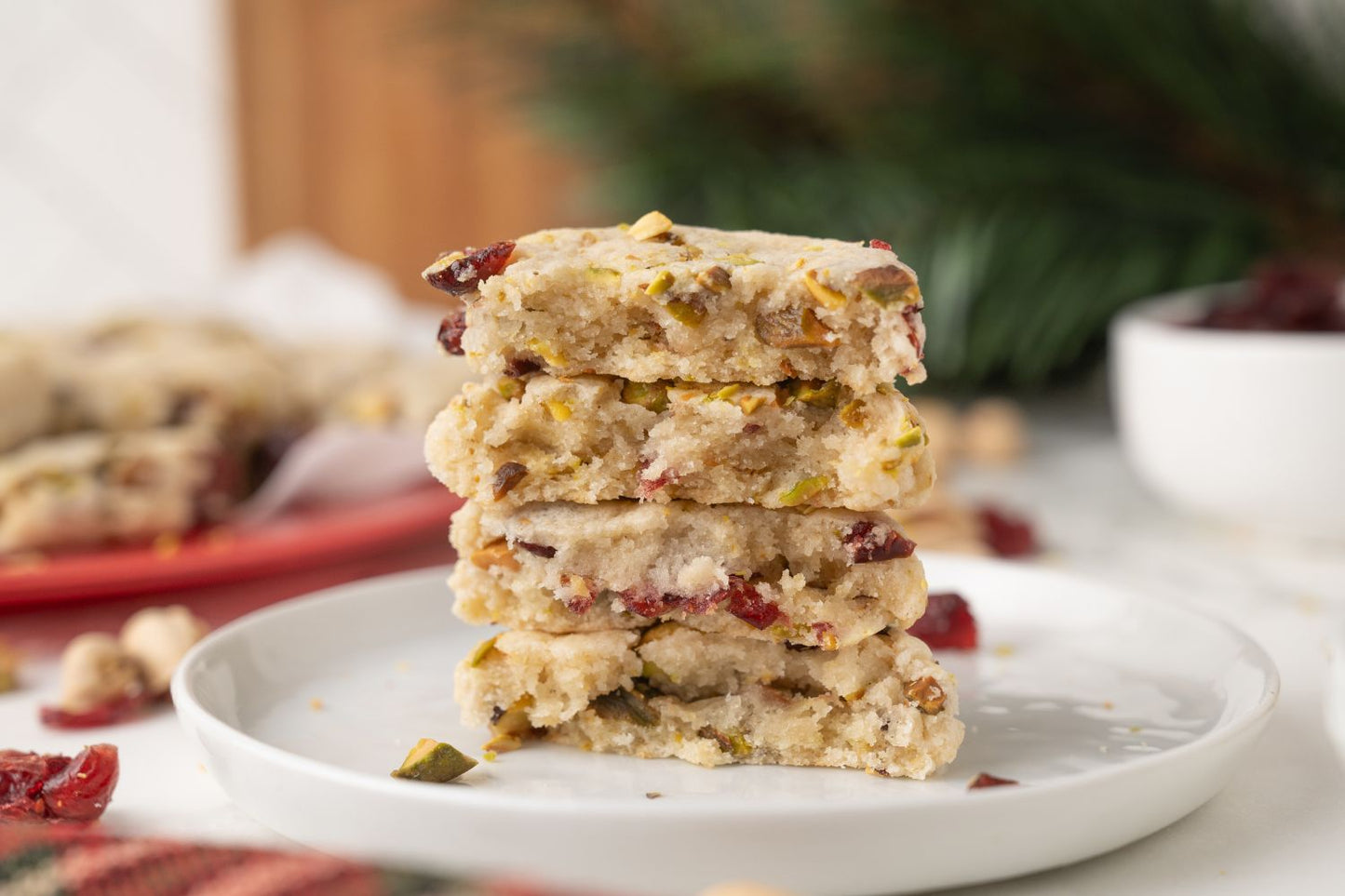 Cranberry Pistachio Shortbread Cookies