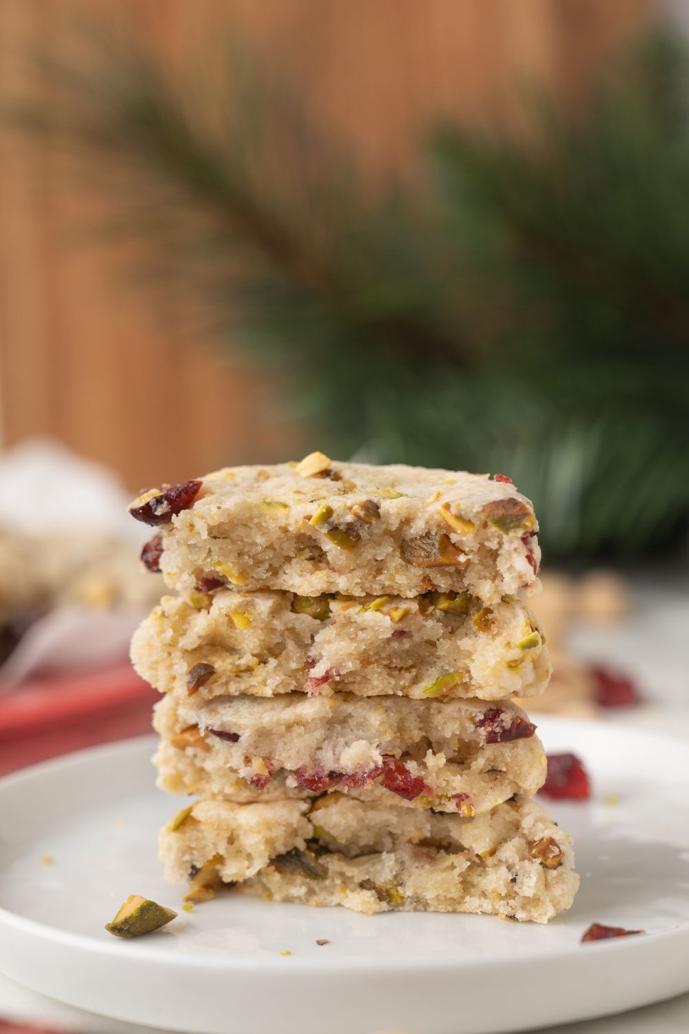 Cranberry Pistachio Shortbread Cookies