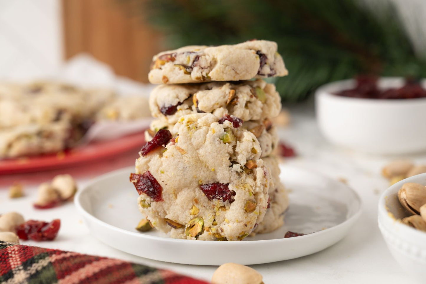 Cranberry Pistachio Shortbread Cookies