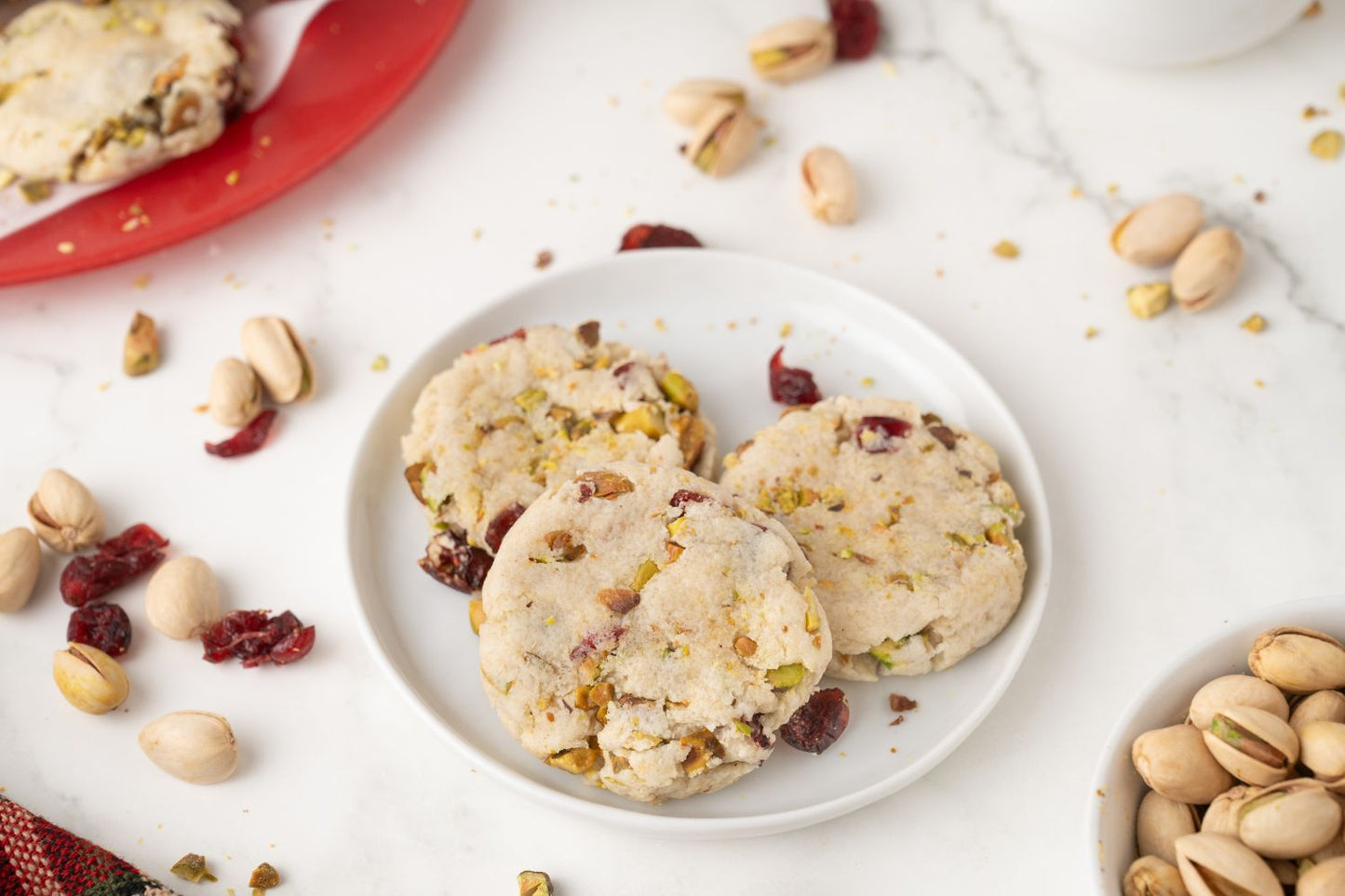 Cranberry Pistachio Shortbread Cookies