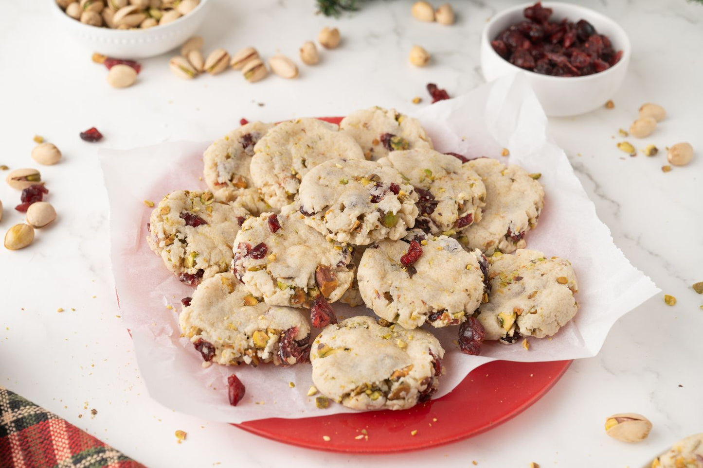 Cranberry Pistachio Shortbread Cookies