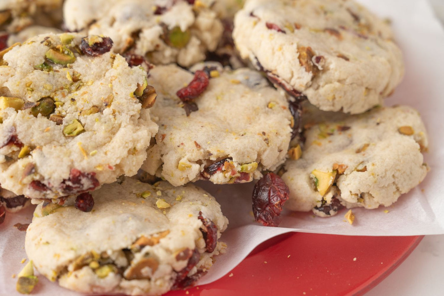 Cranberry Pistachio Shortbread Cookies