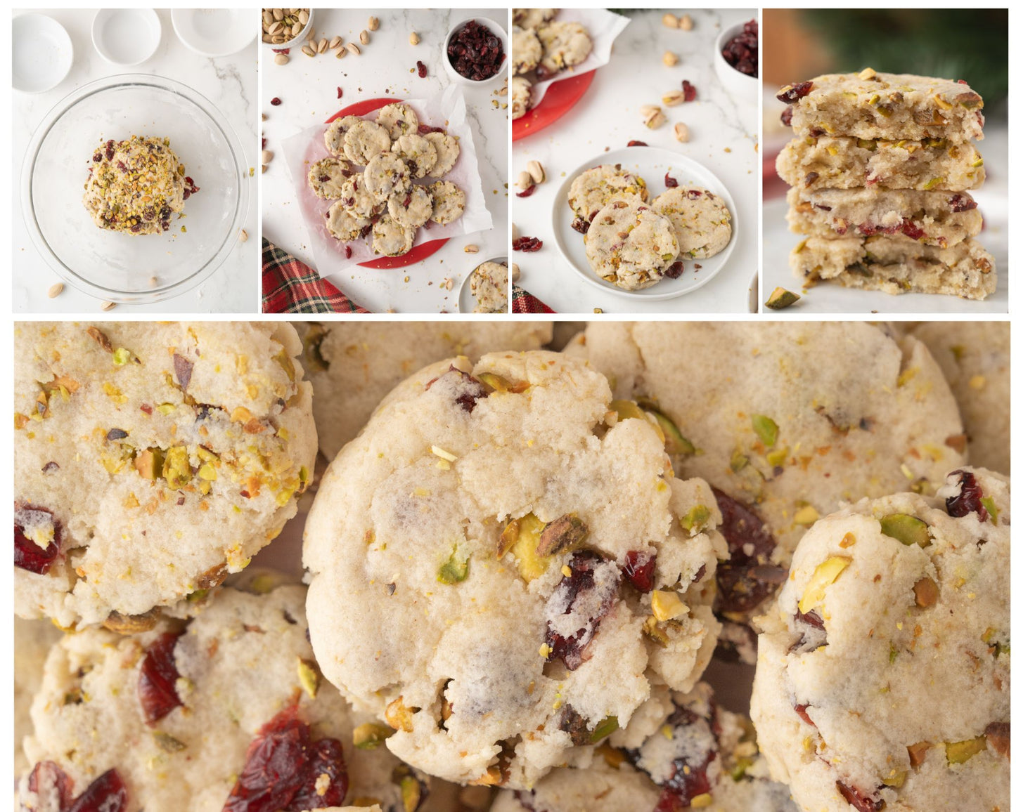 Cranberry Pistachio Shortbread Cookies